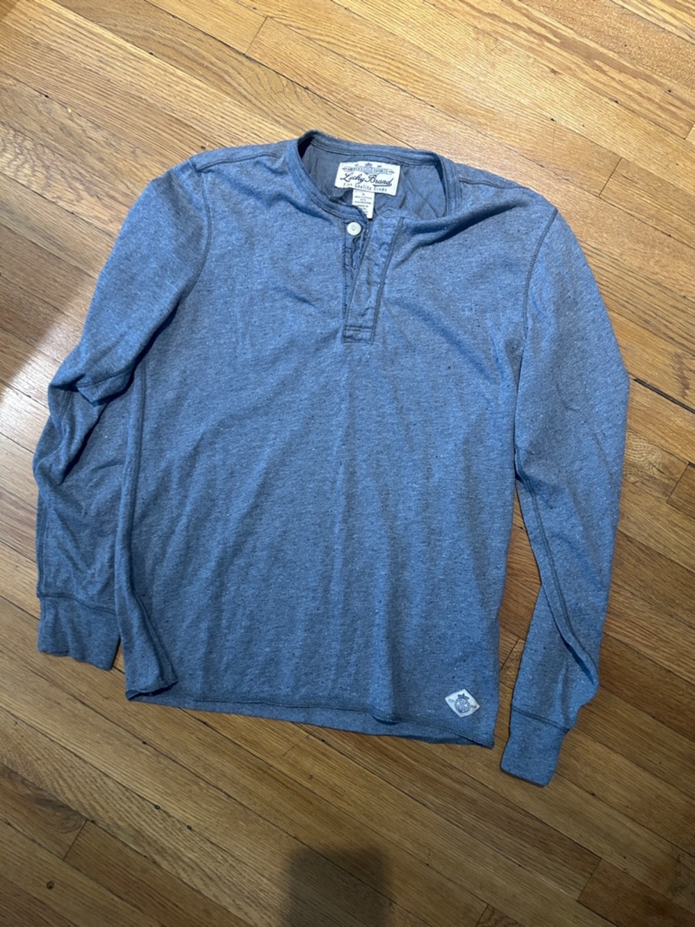 Lucky Brand Heathered Blue Long-Sleeve Henley